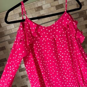 Joie Fuchsia Heart Print Blouse